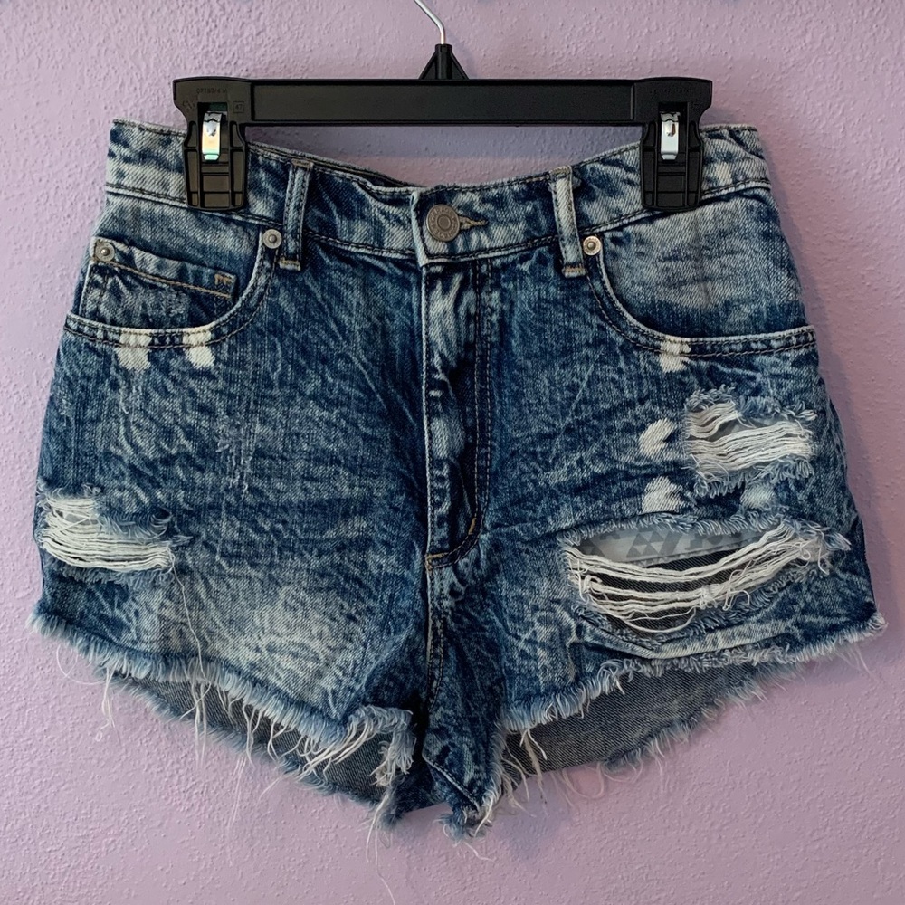 Garage distressed high waisted jean shorts